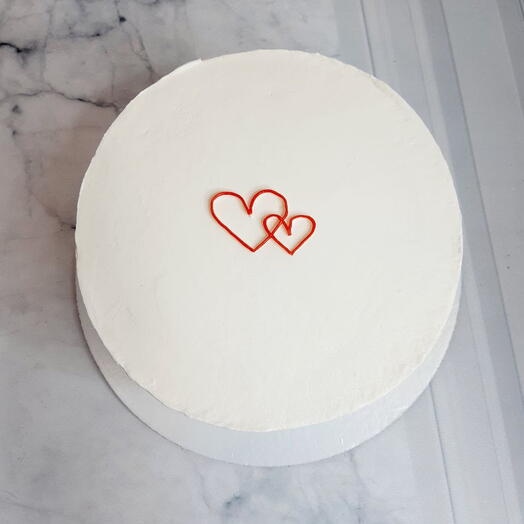 Бенто торт 750гр с двумя сердцами на 14 февраля, в подарок на день влюблённых