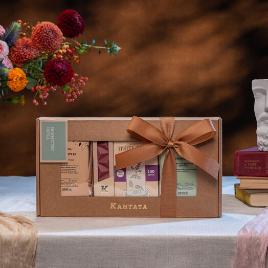 Подарочная коробка с чаем и шоколадом ручной работы "Чайная церемония"