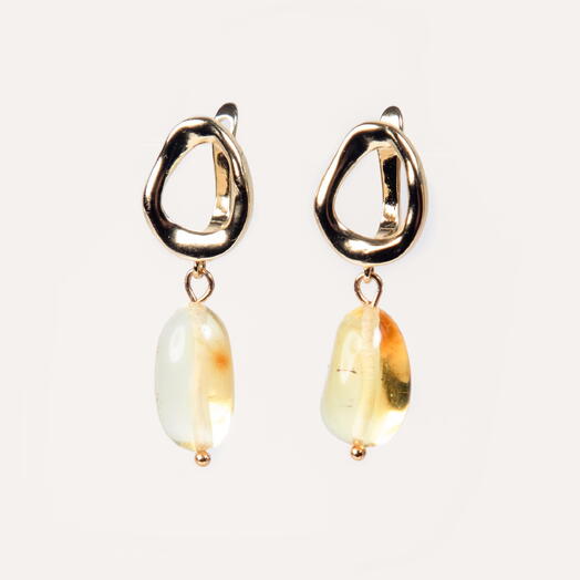Серьги Амарант Янтарь желтый 14K (EAR1143)