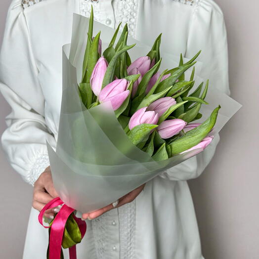 Букет из Тюльпанов Розовые 15 шт