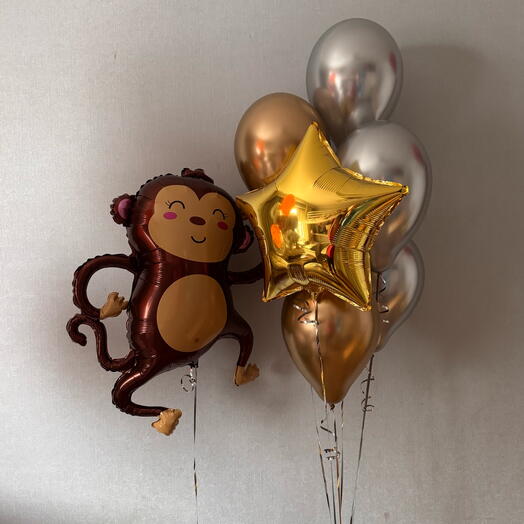 Набор воздушных шариков с обезьянкой