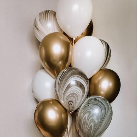 Шары с агатами в бело-золотой гамме с доставкой в Калининграде 🎈