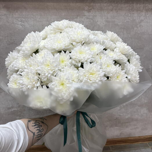 Монобукет из 15 кустовых хризантем