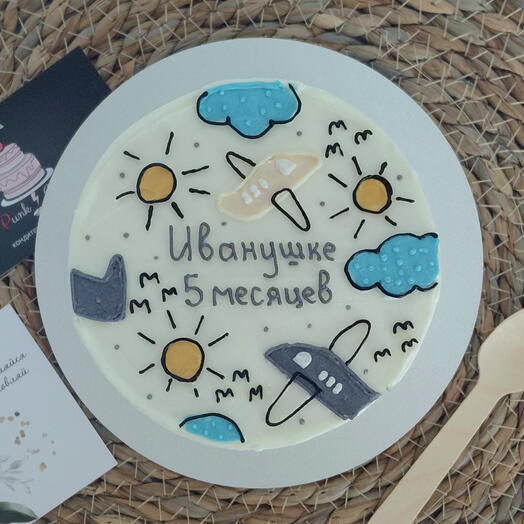 Бенто торт с детскими рисунками (самолетики)