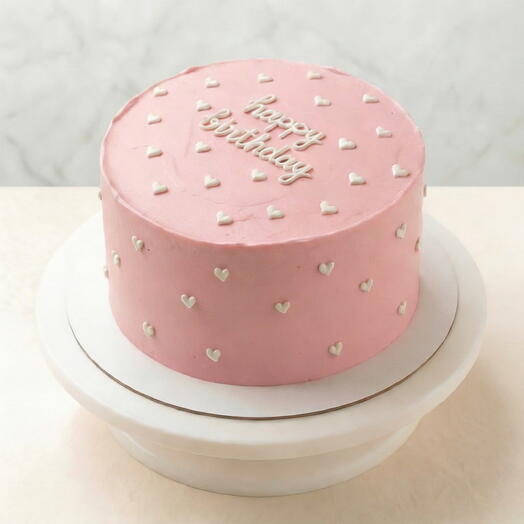 Бенто-торт розовый с сердечками "happy birthday" 1 кг
