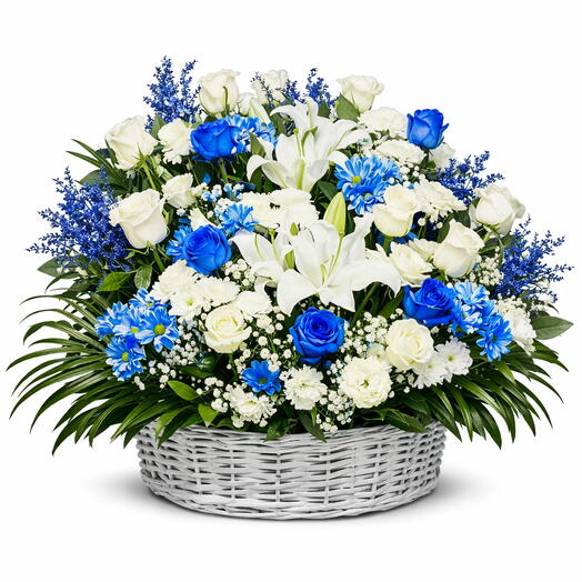 Blue‑White Harmony Basket Bouquet