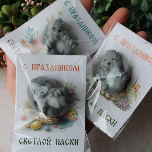 Мыло на Пасху пасхальные кролики, 3 шт