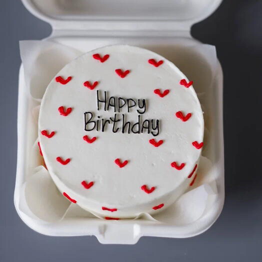 Бенто-торт «Happy birthday с сердечками