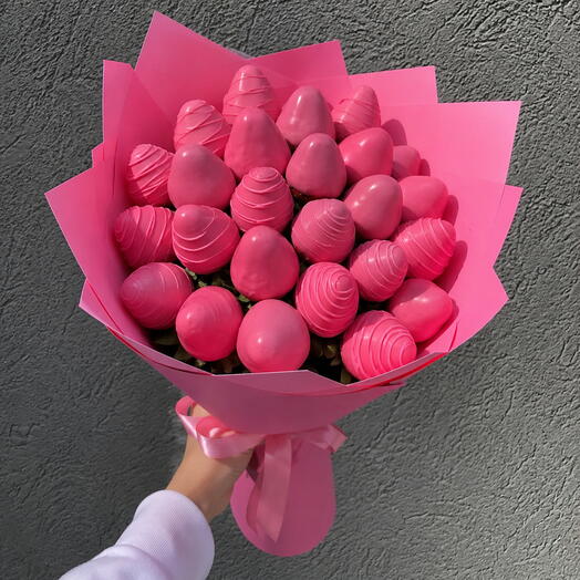 Клубника в шоколаде букет 25-27 ягод Pink