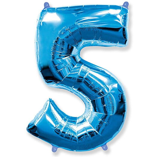 Цифра гелиевая 5 синяя