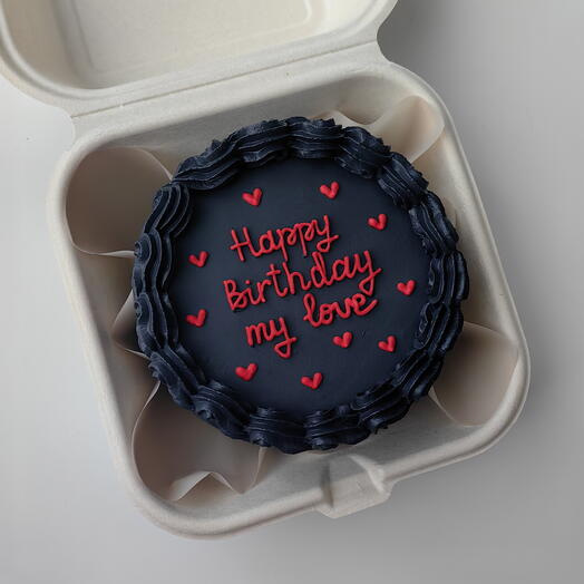 Бенто-торт мужской чёрный Happy Birthday на день рождения парню, любимому, мужу, супругу, другу, брату, сыну