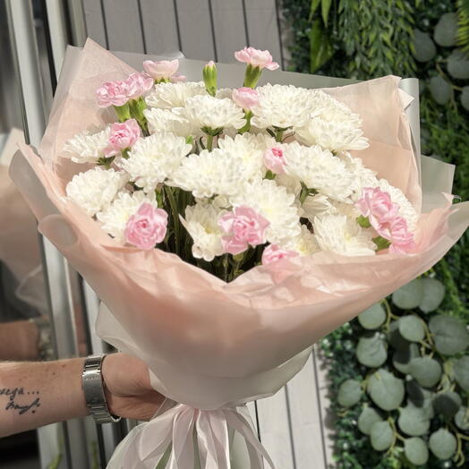 Кустовая хризантема и кустовой диантус🤍🌸