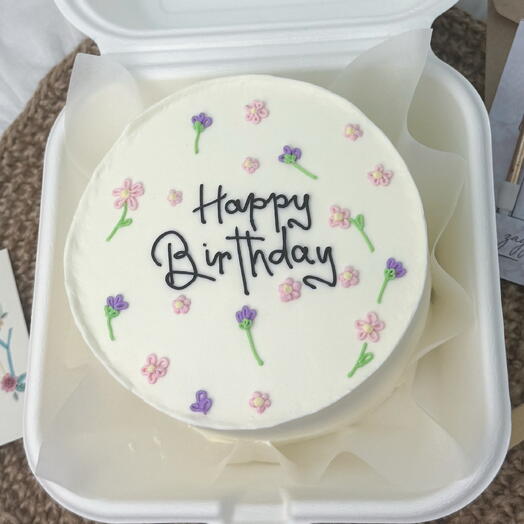 Бенто торт happy birthday с цветами