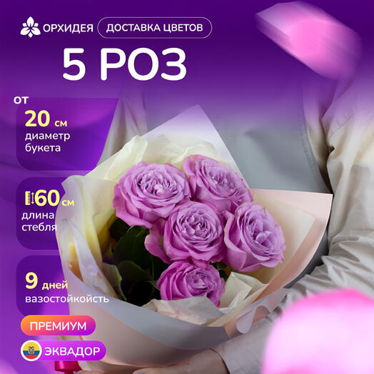Букет 5 Пионовидных роз "Куинси"