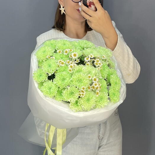 Дуо-букет из хризантем и ромашек🌼