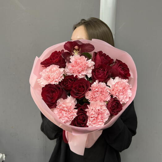 Красные Розы и Орхидея 🌺