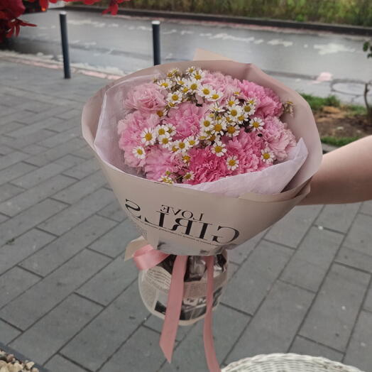 Стильный букет с диантусами и ромашками 🌼 Диантусы Ромашки