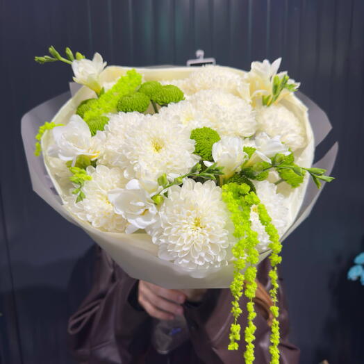 Зеленые цветы С АРОМАТОМ МОХИТО💚 ароматная Фрезия, хризантема, стабилизированный амарант Pure Free💚