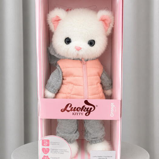 Мякгая игрушка Lucky Kitty в подарочной коробке