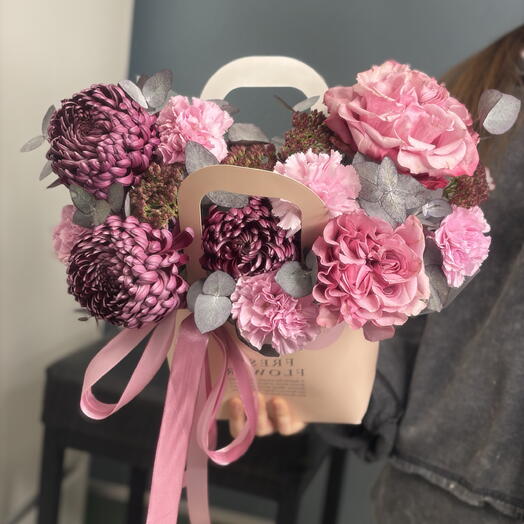 Сумка с хризантемой бигуди💜