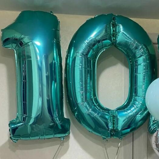 Цифра 10 фольгированная с гелием (102 см)