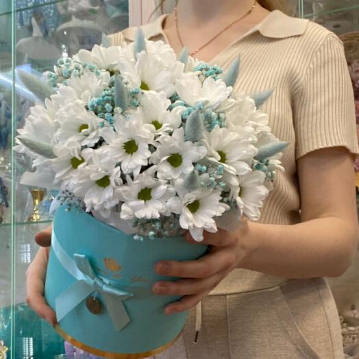 Ромашки  в коробке голубой 🦋