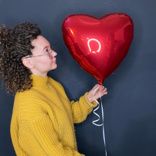 Foil ball red heart 1pc