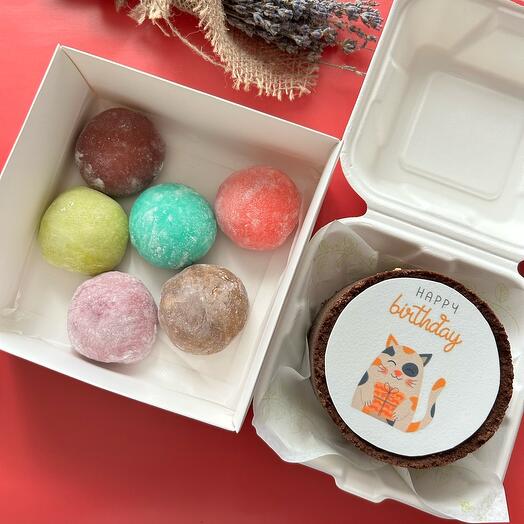 Juego de dulces de Mochi y pastel de queso Bento como regalo de cumpleaños para niño, amigo, colega, novia, novio