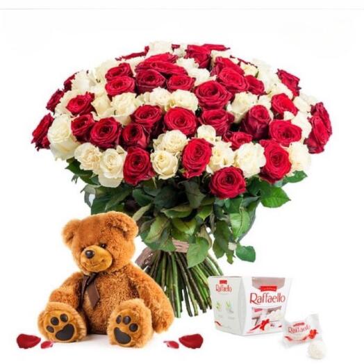 Combo of Rose,Chocolate And Teddy Bear
