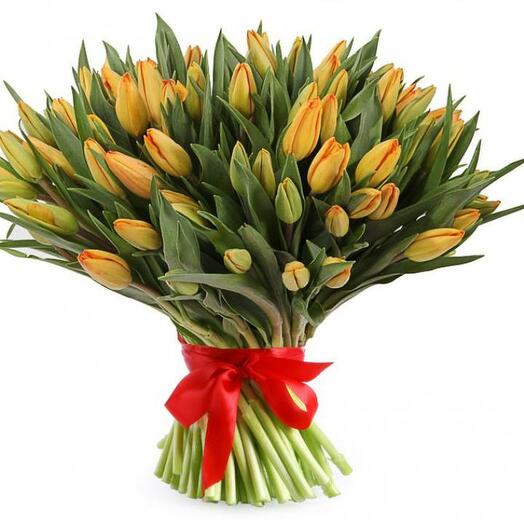 101 Orange Tulip Bouquet