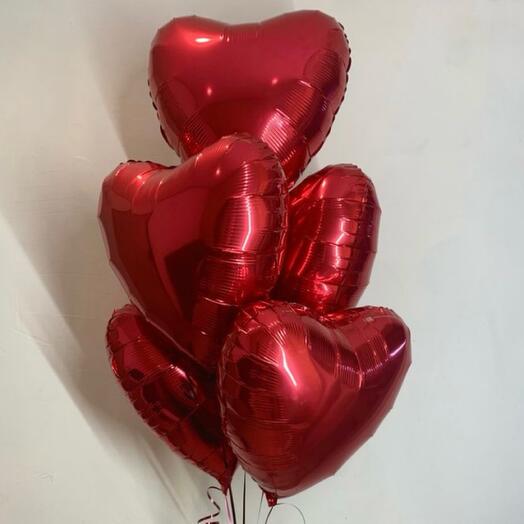 Шары сердце фольгированные 5шт