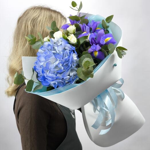 Bouquet with hydrangea and irises