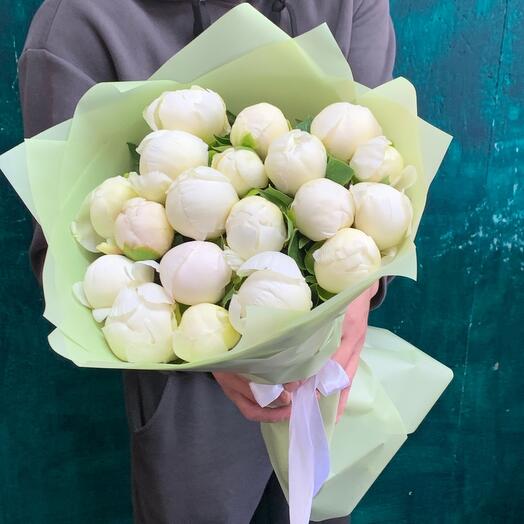The peonies are white