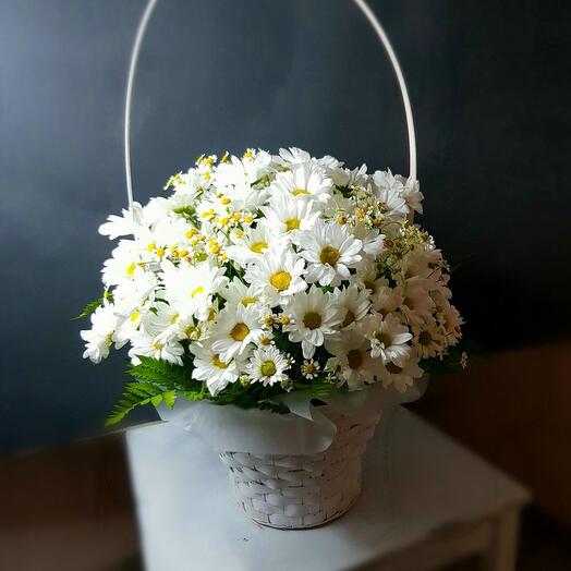 Корзина с ромашками