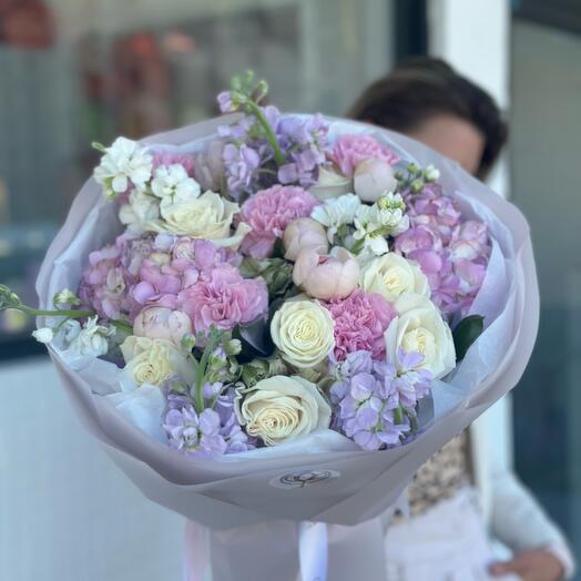 Mix Bouquet Of Pink And Purple Flowers