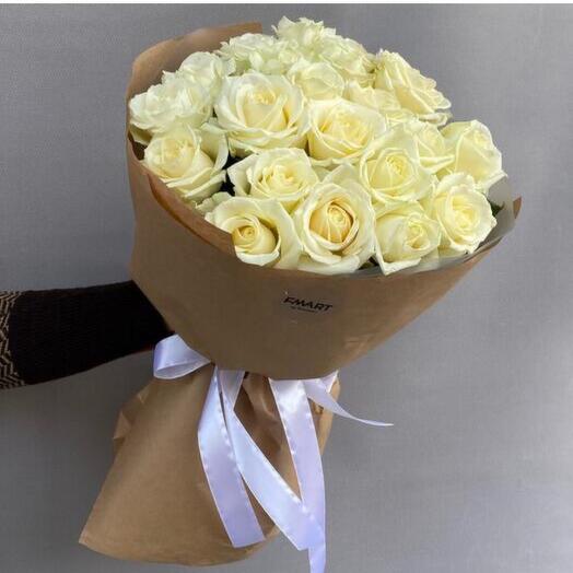 Белые розы 21 шт