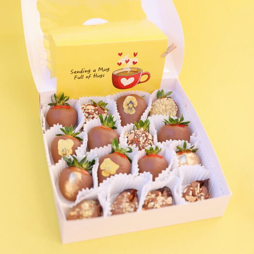 Box of Strawberries and Dates covered with Belgian chocolate