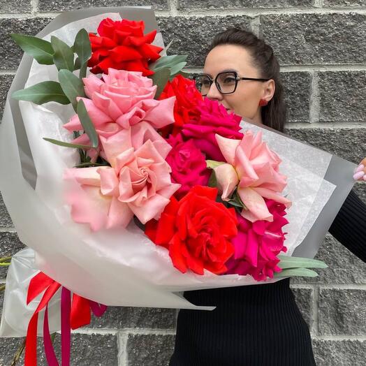 Букет Роза Французская с эвкалиптом