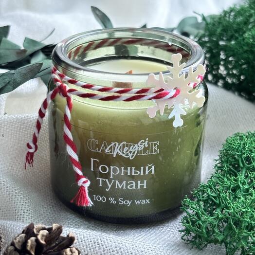 Свеча в стеклянной банке с ароматом "Горный туман"