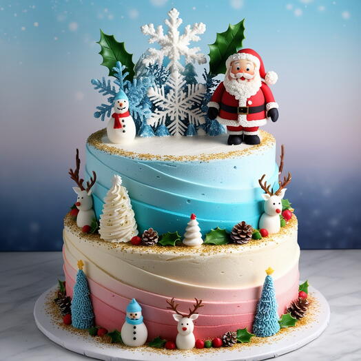 Christmas Cake with snowflakes