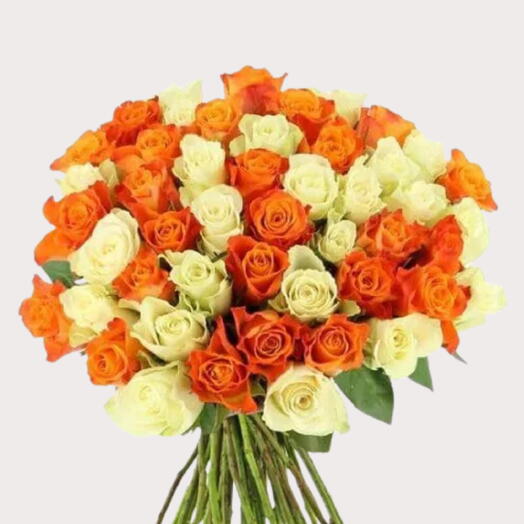 100 Orange   White Roses