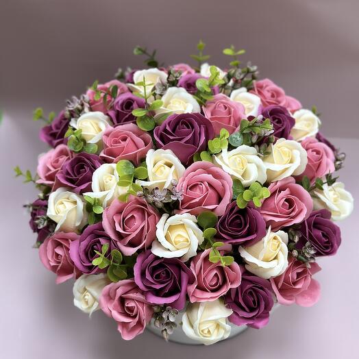 Мыльные розы в коробке (51 шт)