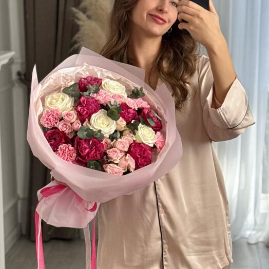 Peony roses, bush roses   white roses