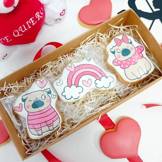 Galletas Decoradas con Pug y Arco Iris