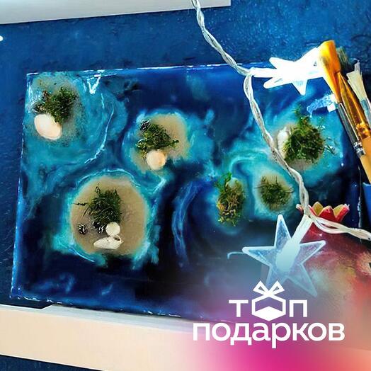Подарочный сертификат Эпоксидная смола. Море на холсте. Индивид. мастер-класс, будни, 1 чел