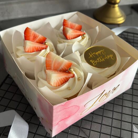 Капкейки Happy birthday  4 шт