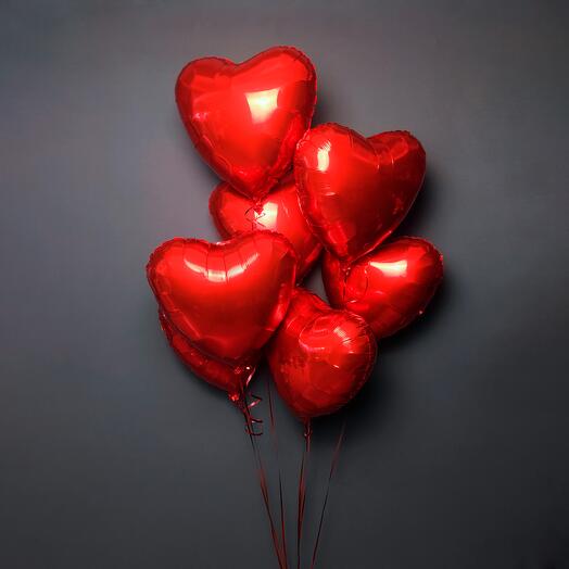 Set of balloons "red heart" 7 pcs