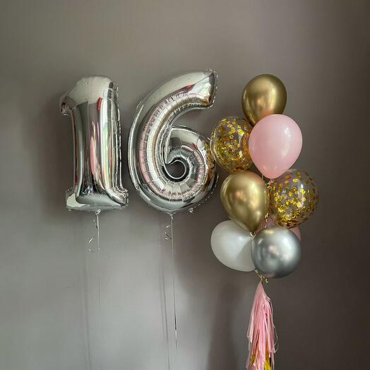 Воздушные шары с цифрами на 16 лет