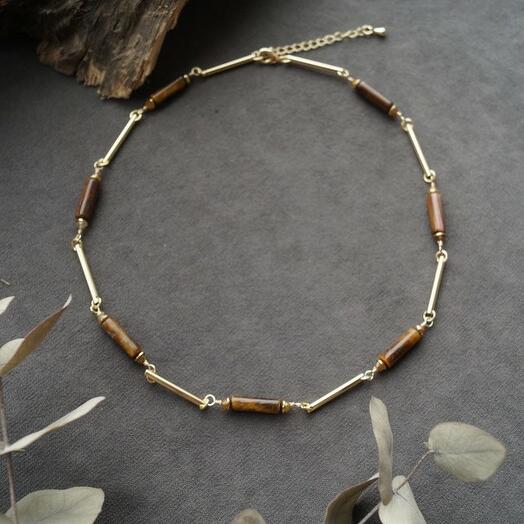 Чокер из желтого сапфира и тигрового глаза