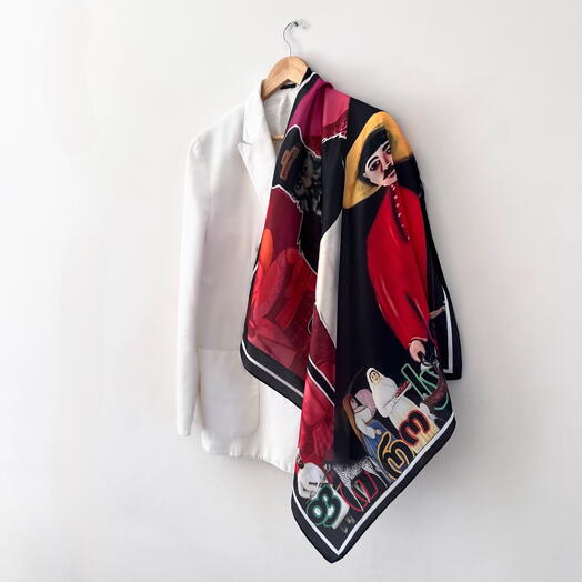 Платок каре сувенир «Мир Пиросмани». Square scarf souvenir Pirosmani s world